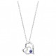 Collier argent oxyde Zirconium bleu coeur double