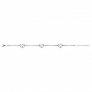 Bracelet Argent motifs coeurs sertis oxydes