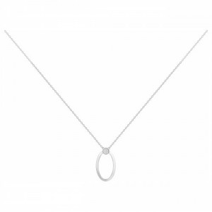 Collier Argent motif ovale oxydes