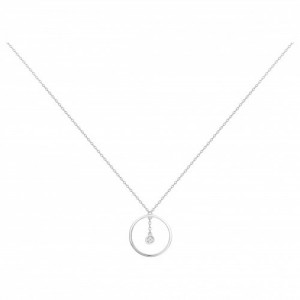 Collier argent oxyde Zirconium pierre cerclée