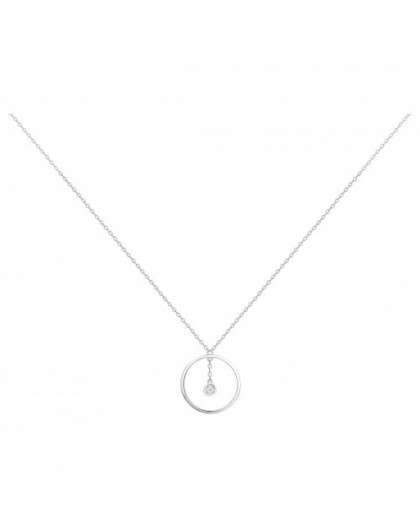 Collier argent oxyde Zirconium pierre cerclée