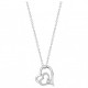 Collier argent oxyde Zirconium double coeur