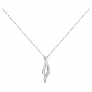 Collier argent rhodié motif volute sertie oxydes