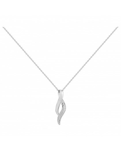 Collier argent rhodié motif volute sertie oxydes