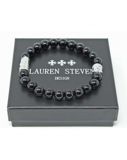 Bracelet Lauren Steven Agate noire taille L