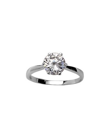 Bague argent massif solitaire oxyde 6 griffes