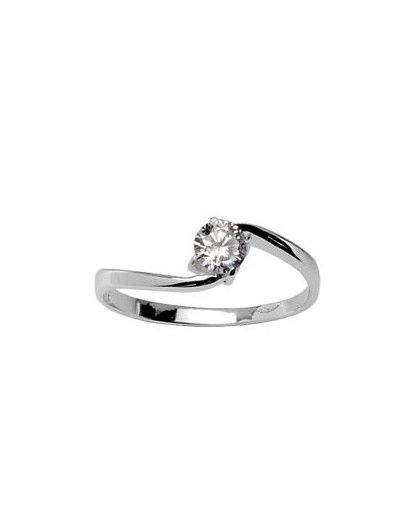 Bague argent solitaire vrillé oxyde 4 griffes