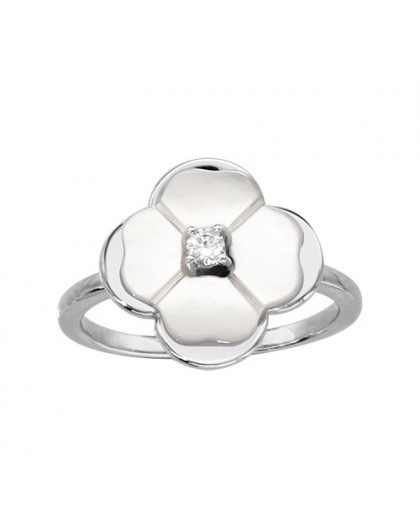 Bague argent motif fleur en nacre