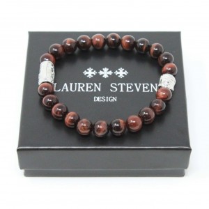 Bracelet Lauren Steven Oeil de tigre rouge tailleM