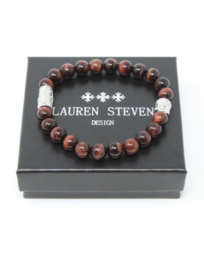 Bracelet Lauren Steven Oeil de tigre rouge tailleM