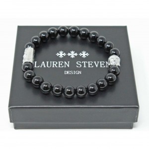 Bracelet Lauren Steven Agate noire taille M