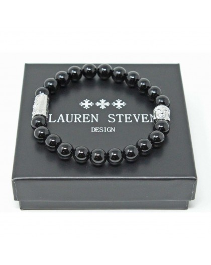Bracelet Lauren Steven Agate noire taille M