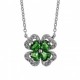 Collier Argent Trèfle oxydes verts