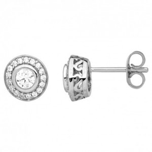 Boucles d'oreilles argent et oxydes entourage clos