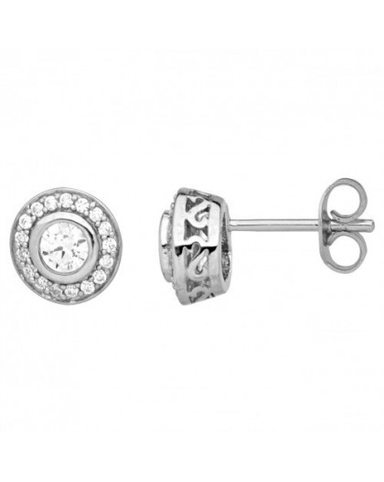 Boucles d'oreilles argent et oxydes entourage clos