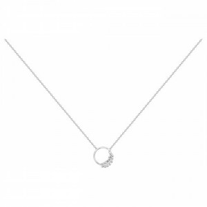 Collier Argent oxydes zirconium motif floral