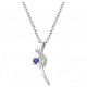 Collier Argent oxydes zirconium baguette bleue