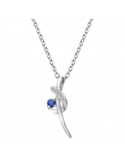 Collier Argent oxydes zirconium baguette bleue