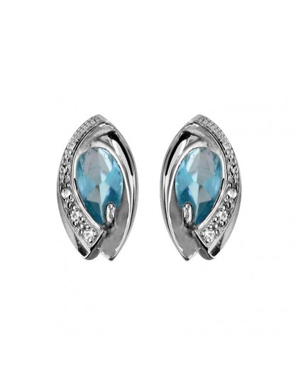 Boucles d'oreilles argent pierres bleues topaze