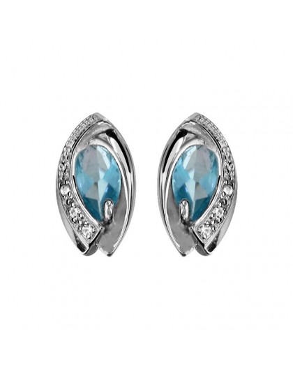 Boucles d'oreilles argent pierres bleues topaze