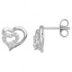 Boucles d'oreilles argent et oxydes coeurs doubles