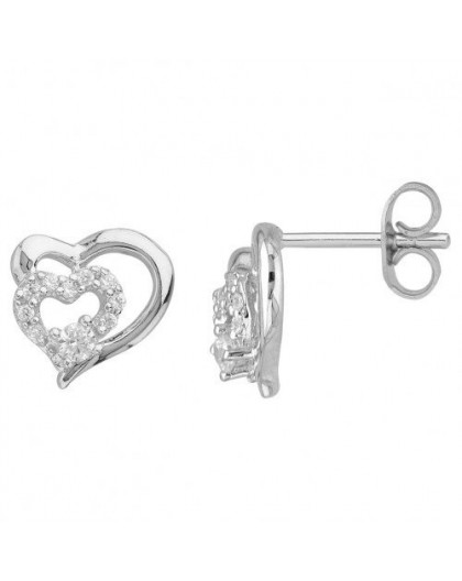 Boucles d'oreilles argent et oxydes coeurs doubles