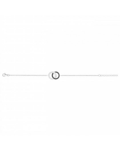 Bracelet Argent double cercles Oz noirs