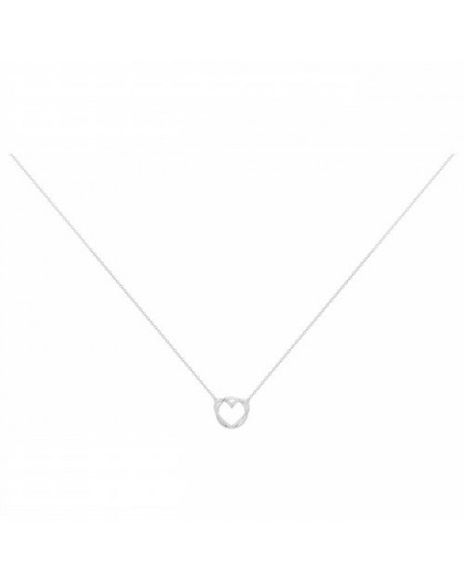 Collier Argent oxydes Zirc coeur et cercle