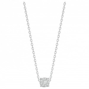 Collier Argent oxydes zirconium serti 4 griffes