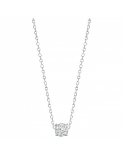 Collier Argent oxydes zirconium serti 4 griffes