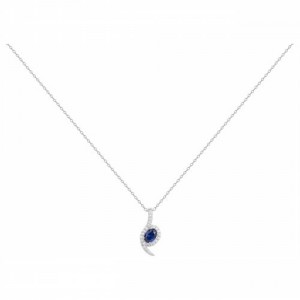 Collier Argent oxydes zirconium bleu moderne