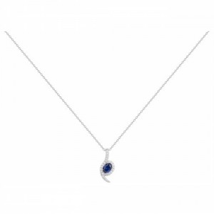 Collier Argent oxydes zirconium bleu moderne