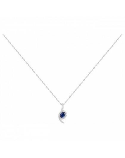 Collier Argent oxydes zirconium bleu moderne