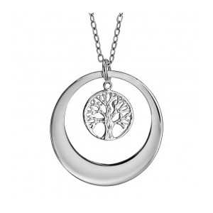 Collier Argent Arbre de vie cerclé gravable