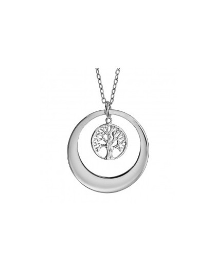 Collier Argent Arbre de vie cerclé gravable