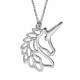 Collier Argent Tête de Licorne ajourée