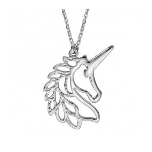 Collier Argent Tête de Licorne ajourée