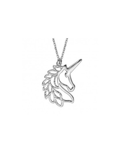 Collier Argent Tête de Licorne ajourée