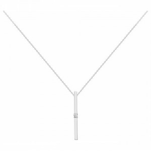 Collier Argent oxydes zirconium baguette solitaire