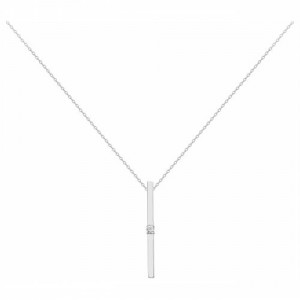 Collier Argent oxydes zirconium baguette solitaire