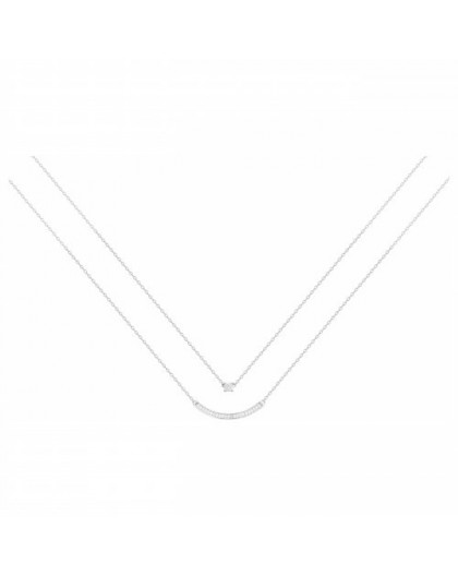 Collier Argent oxydes zirconium double chaine