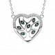 Collier Argent Arbre de vie coeur oxydes verts