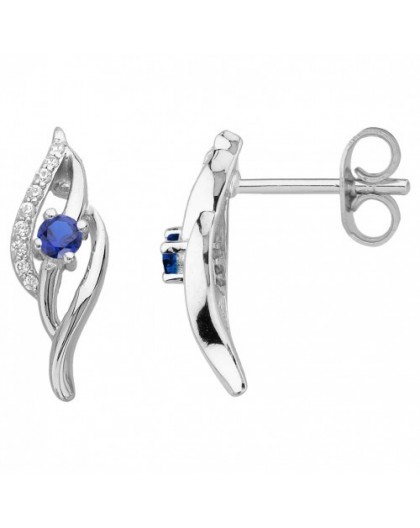 Boucles d'oreilles Argent volute oxydes bleus