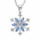 Collier Argent flocon de neige oxydes bleus