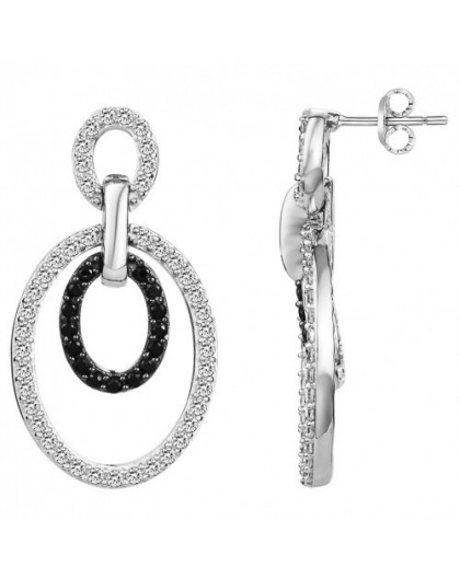 Boucles d'oreilles Argent cercles OZ noirs