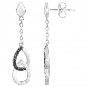 Boucles d'oreilles Argent pendantes oxydes noirs