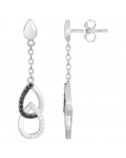 Boucles d'oreilles Argent pendantes oxydes noirs