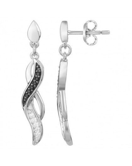 Boucles d'oreilles Argent pendantes Oz noirs