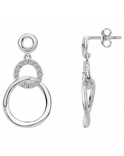 Boucles d'oreilles argent et oxydes double cercles