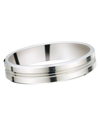 Alliance Or gris double strie centrée 4.5mm